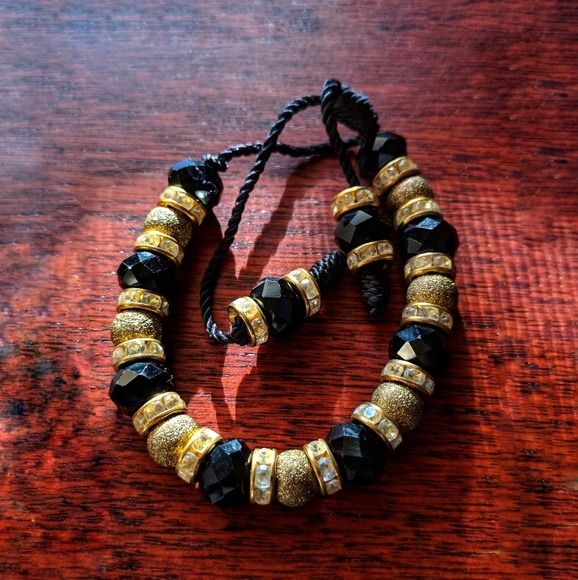 Black & Gold Handwoven Bracelet from Europe - Picture 4 of 4